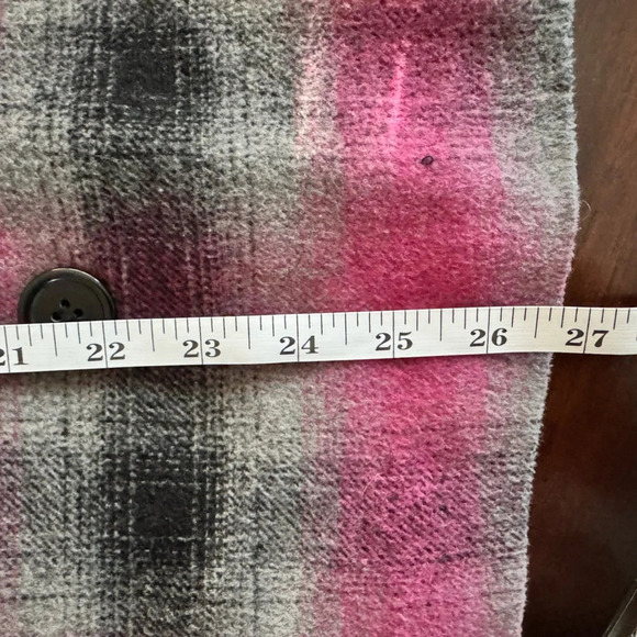 Pendleton Women’s PinkGrey Plaid Wool Blend Double Breasted Button Jacket Medium - Picture 6 of 11